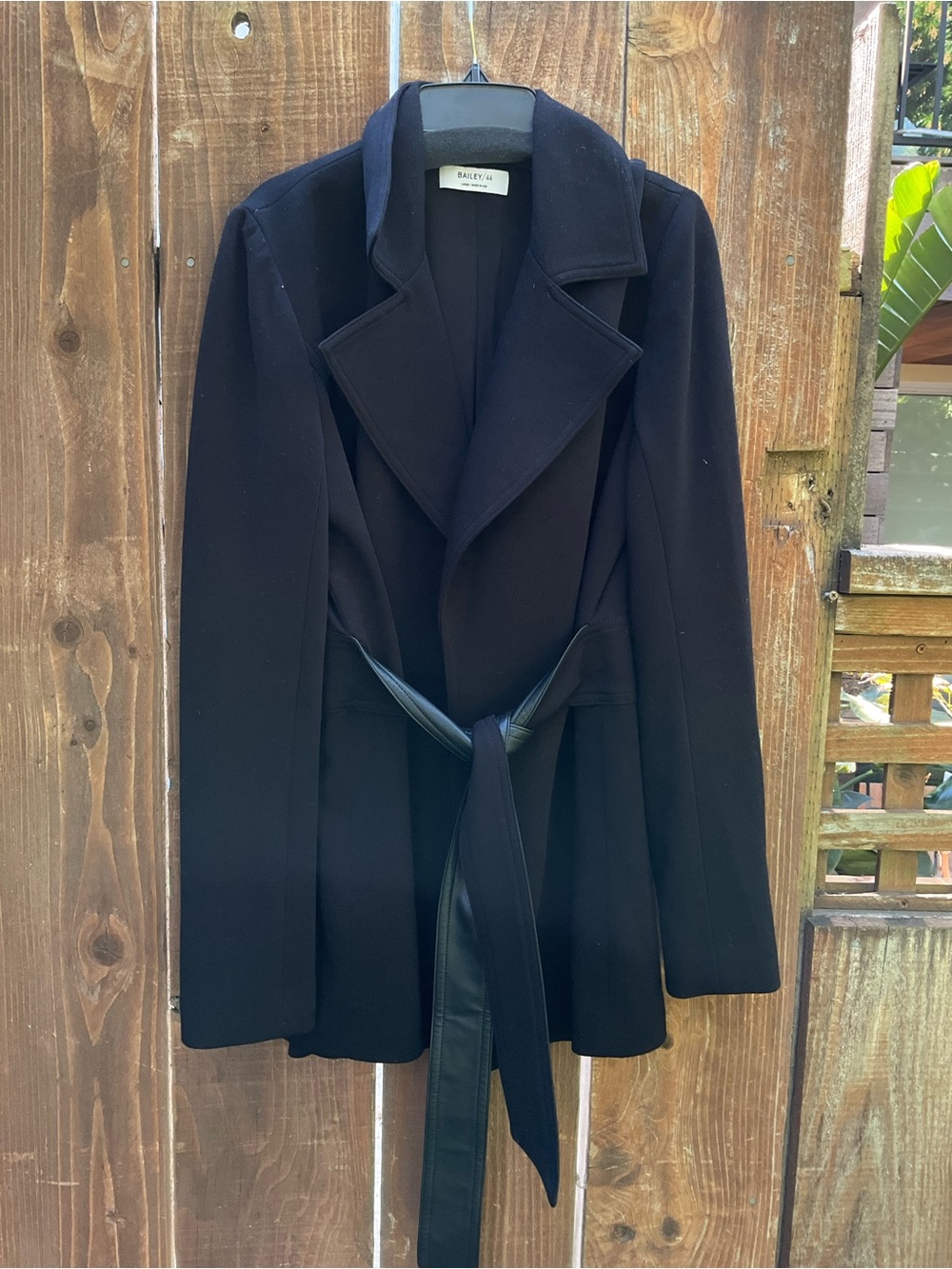 Bailey 44 Black Belted Wool-Blend Trench Coat